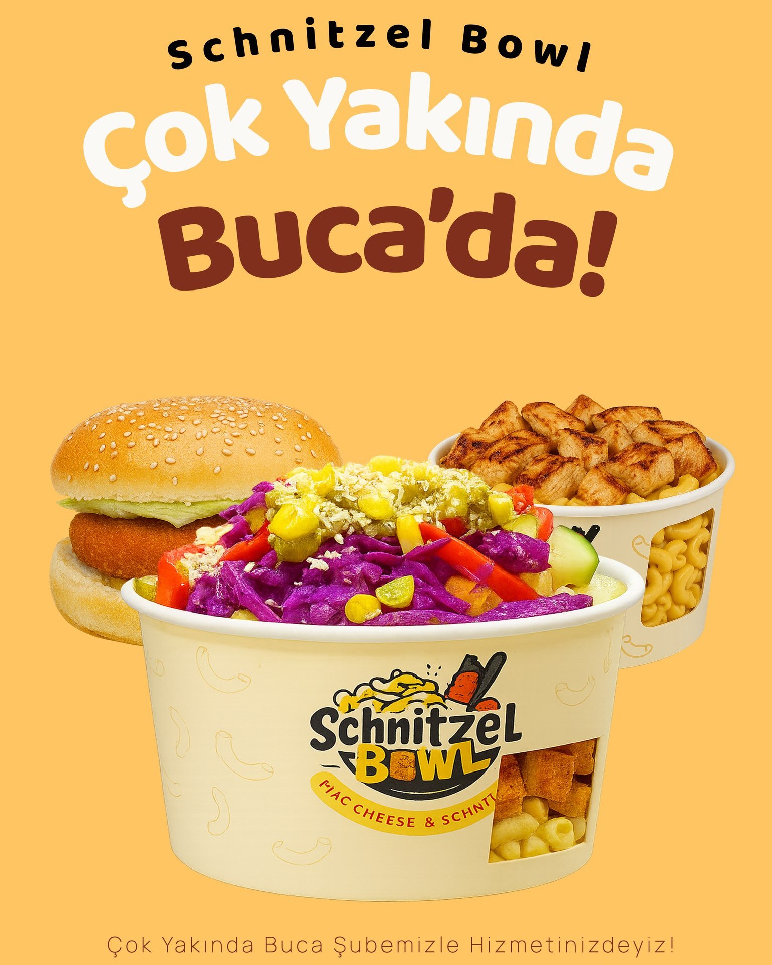 Schnitzel Bowl lezzeti çok yakında Buca'da sizlerle!
📍Yaylacık mahallesi 37 sokak no:5A, Buca
